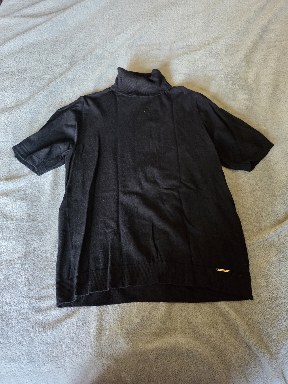 Anne Klein Black Short-Sleeve Turtleneck Sweater
